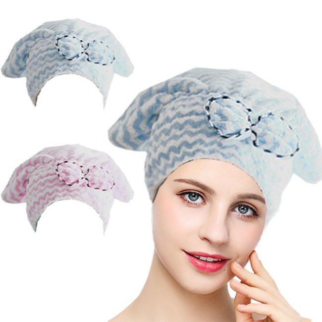 Wave Pattern Twist Microfiber Turban Towel Princess Hat 28x34cm